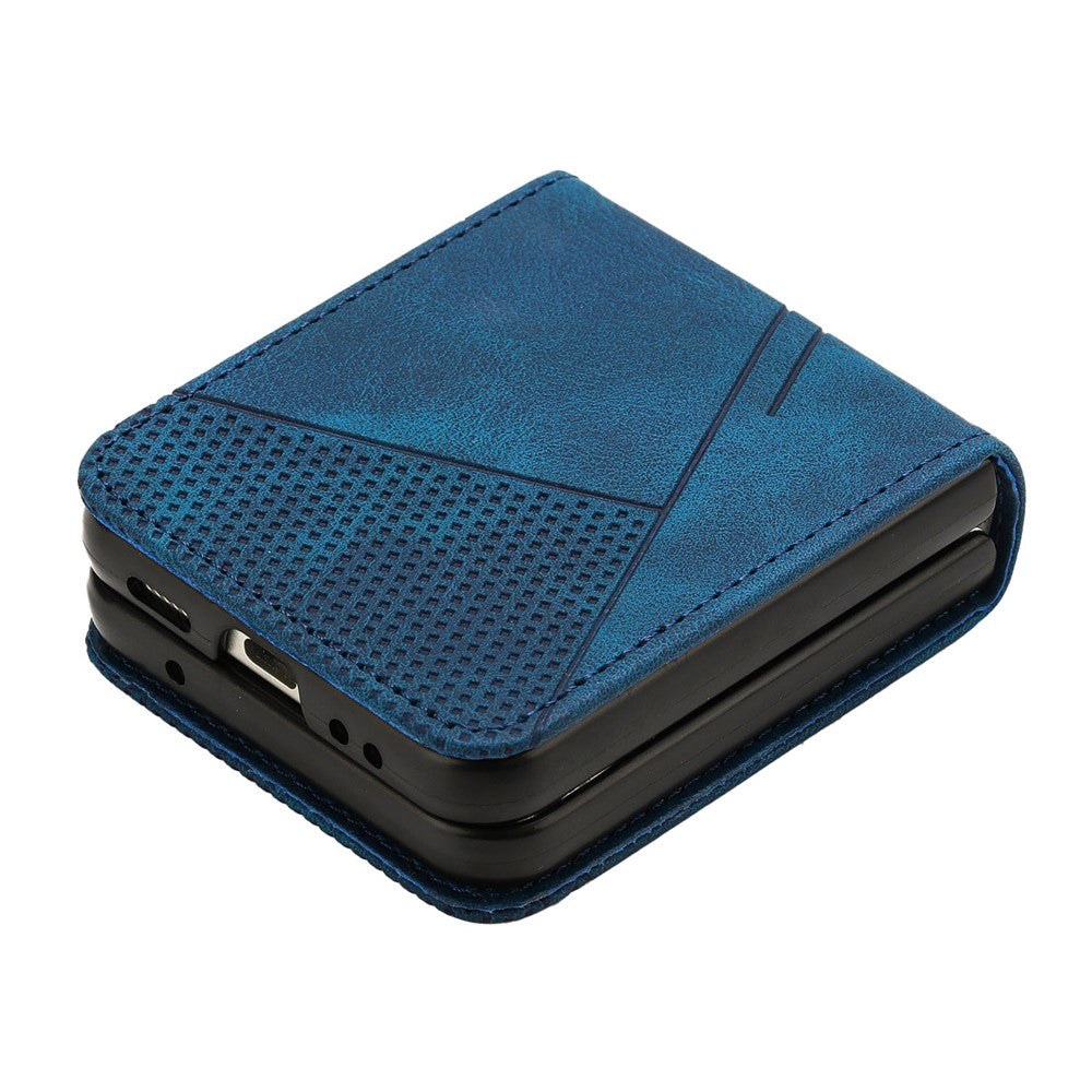 For Samsung Galaxy Z Flip5 5G Crossbody Case PU Leather Triangle Patterns Slim Phone Cover