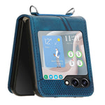 For Samsung Galaxy Z Flip5 5G Crossbody Case PU Leather Triangle Patterns Slim Phone Cover