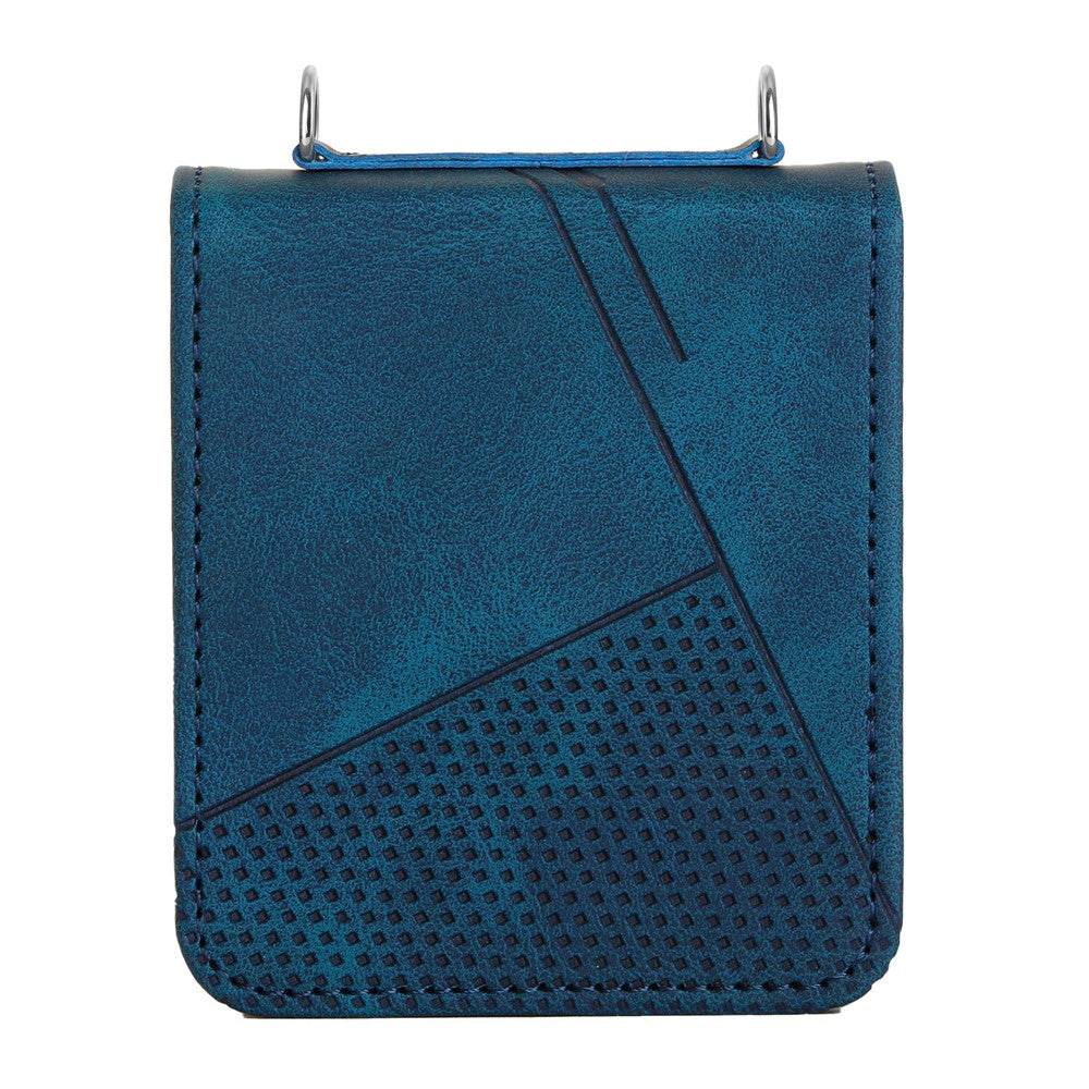 For Samsung Galaxy Z Flip5 5G Crossbody Case PU Leather Triangle Patterns Slim Phone Cover