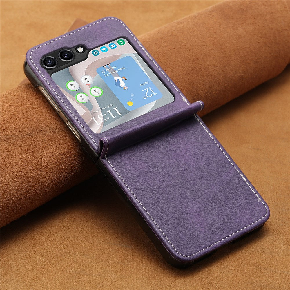 For Samsung Galaxy Z Flip5 5G Case Calf Texture PU Leather Shockproof Phone Cover