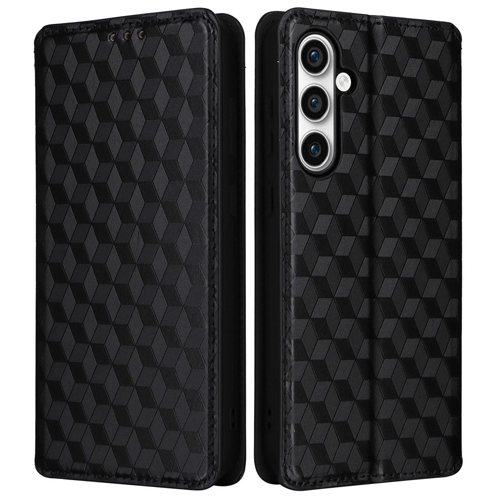 For Samsung Galaxy S24 FE Wallet Case Rhombus Imprint Leather Phone Cover