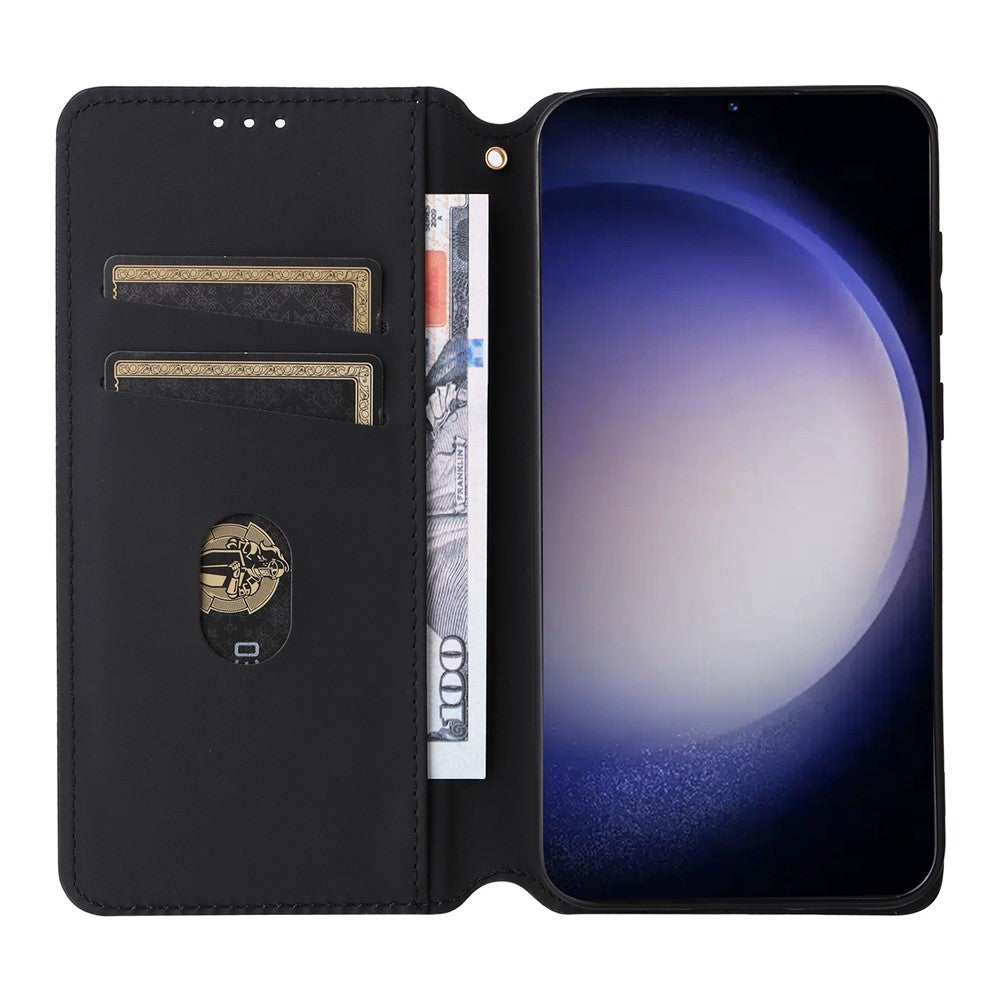 For Samsung Galaxy S24 FE Wallet Case Rhombus Imprint Leather Phone Cover