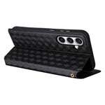 For Samsung Galaxy S24 FE Wallet Case Rhombus Imprint Leather Phone Cover