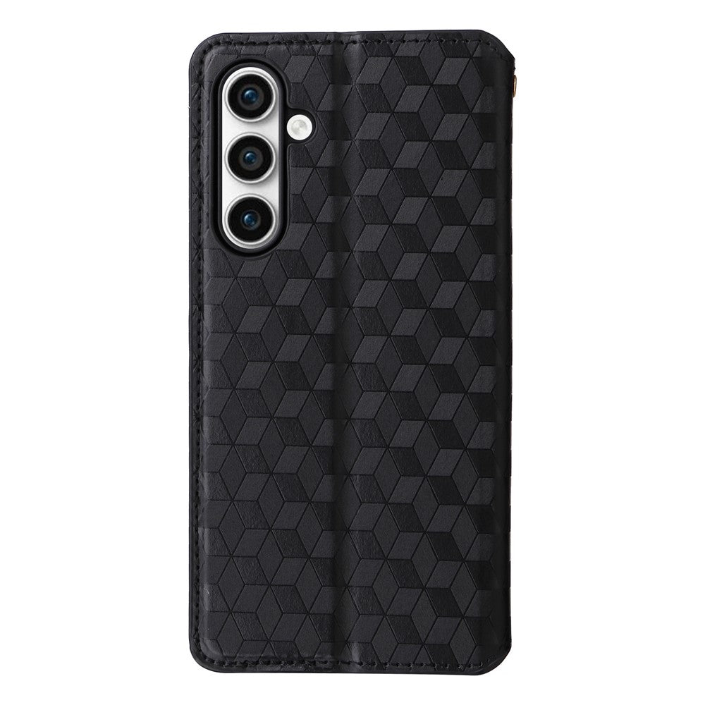 For Samsung Galaxy S24 FE Wallet Case Rhombus Imprint Leather Phone Cover