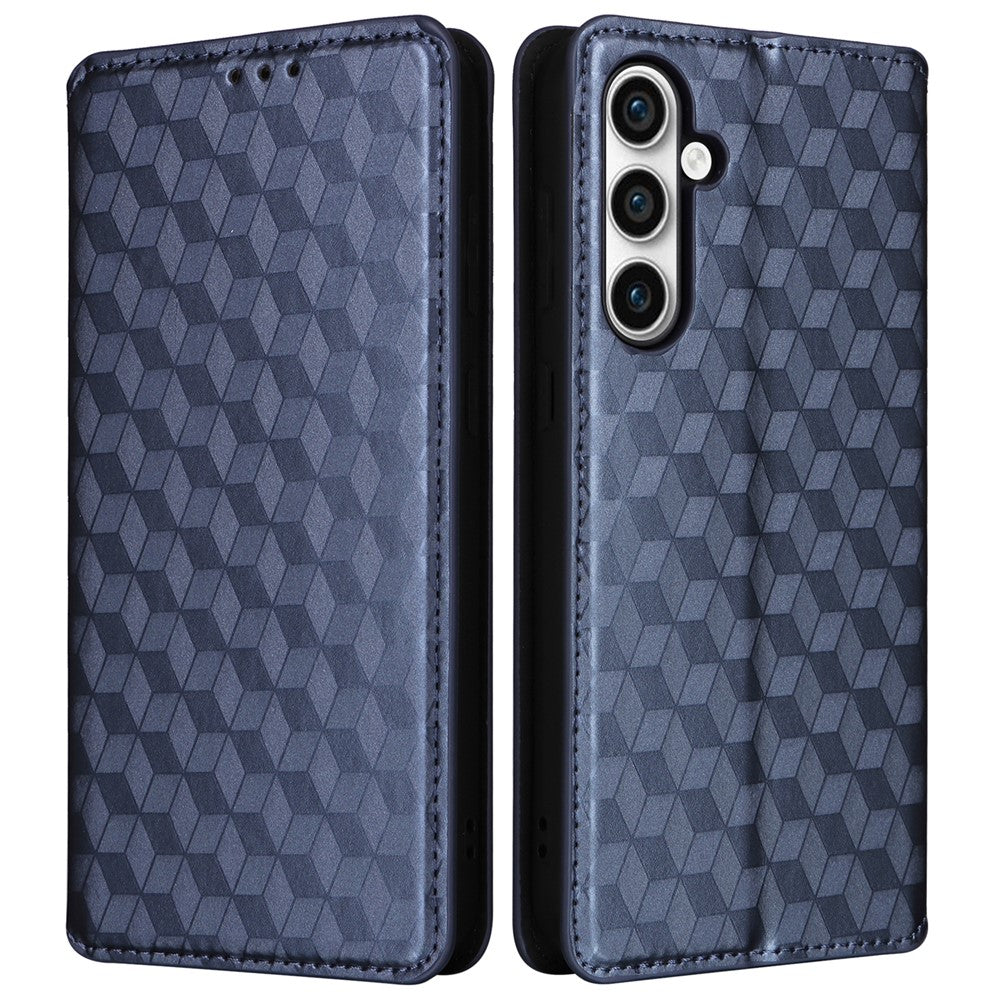 For Samsung Galaxy S24 FE Wallet Case Rhombus Imprint Leather Phone Cover