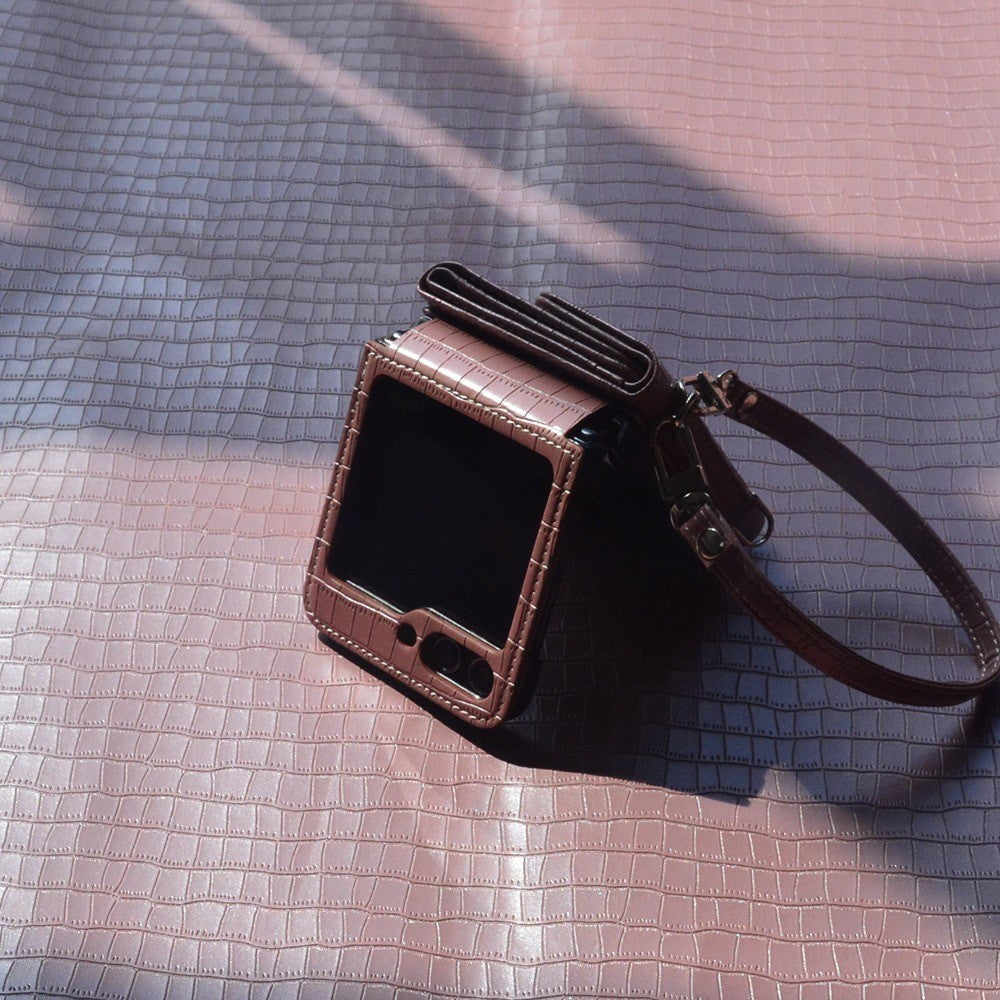 Samsung Galaxy Z Flip7 FE 5G / Z Flip6 5G-etui i håndtaske-stil med stativ, kortholder og læder+PC