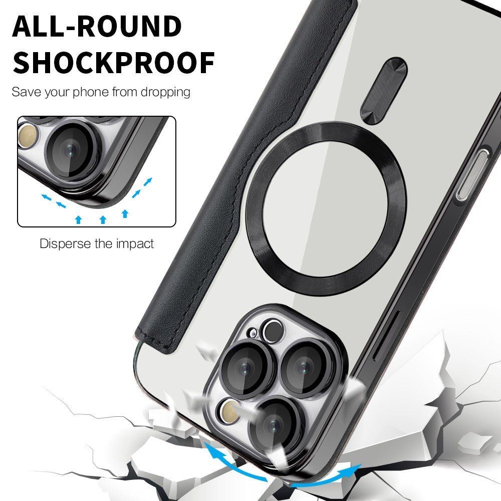 For iPhone 16 Pro Max Magnetic Phone Case RFID Blocking Phone Leather Cover