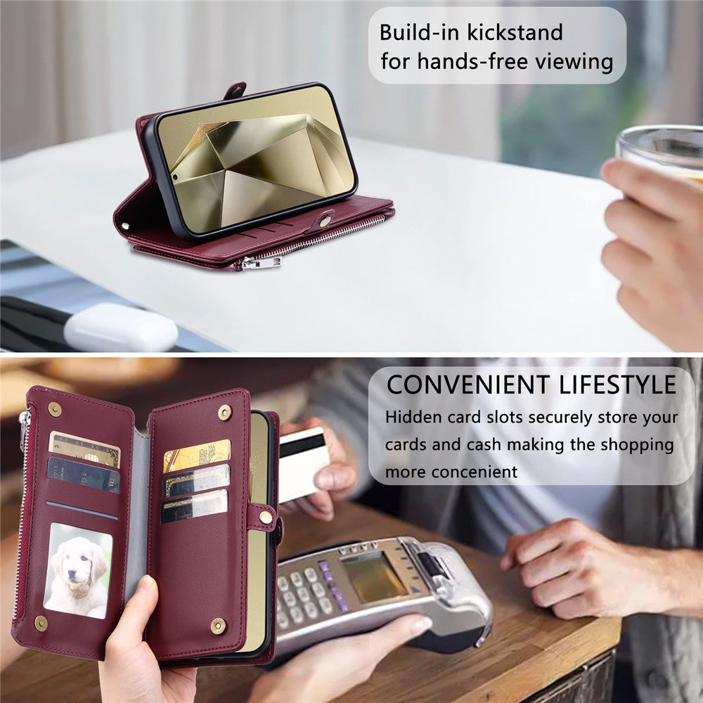 015 Style til Samsung Galaxy A15 5G / A15 4G Lynlås Pung Etui Læder Telefoncover