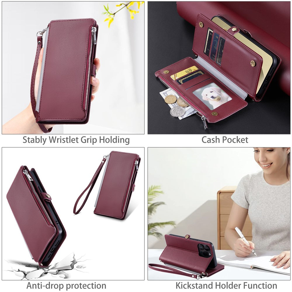 015 Style til Samsung Galaxy A15 5G / A15 4G Lynlås Pung Etui Læder Telefoncover