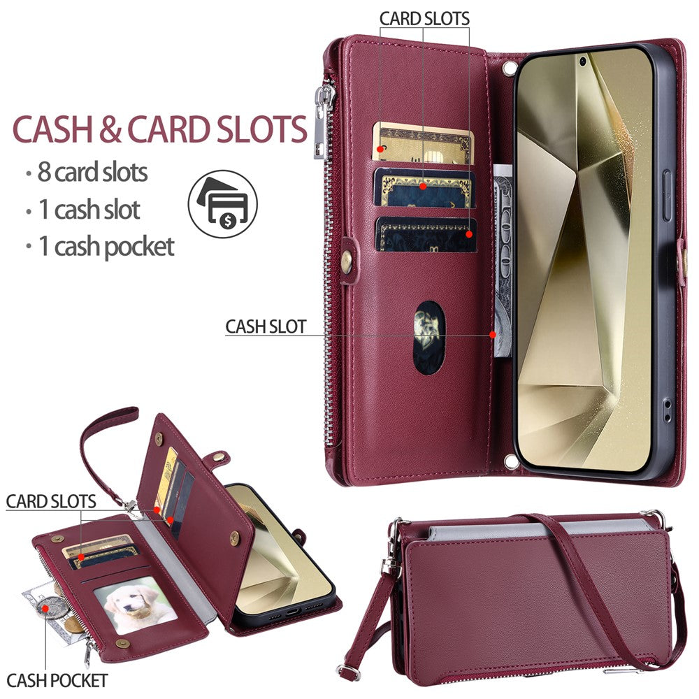 015 Style til Samsung Galaxy A15 5G / A15 4G Lynlås Pung Etui Læder Telefoncover