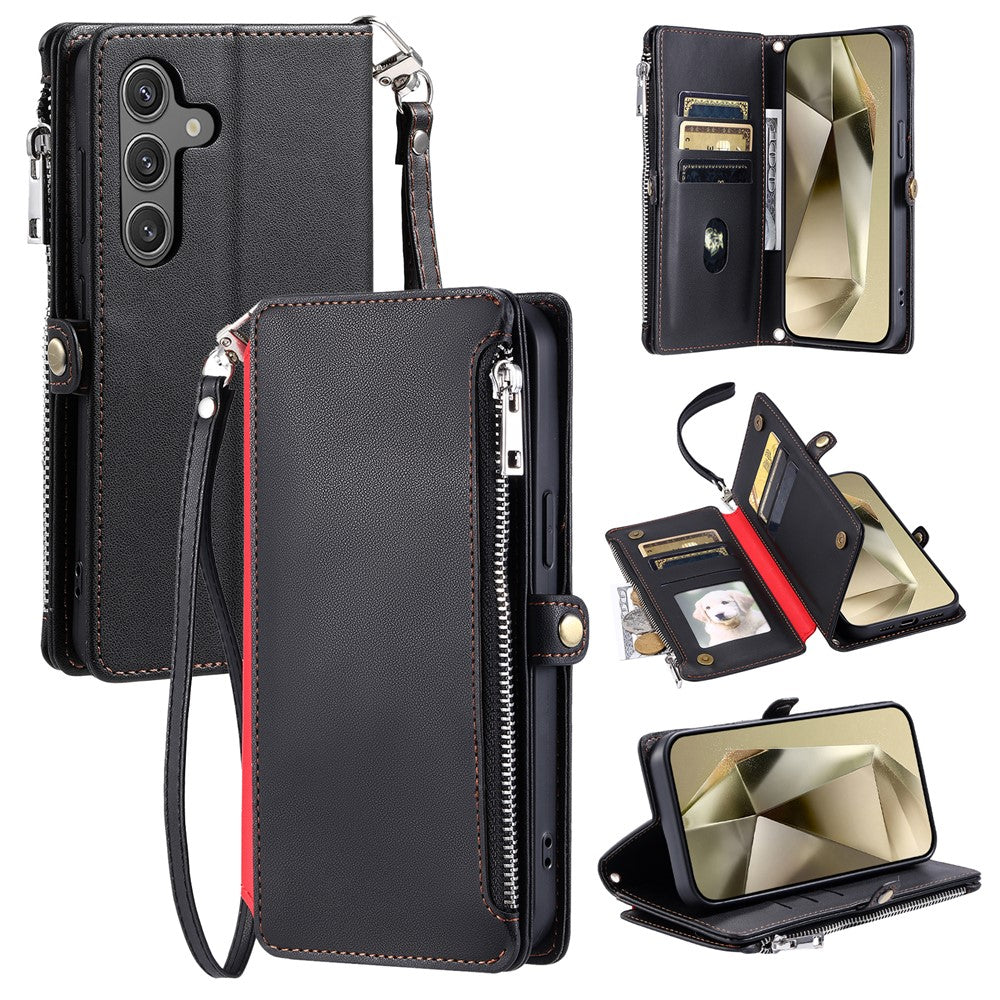 015 Style til Samsung Galaxy A15 5G / A15 4G Lynlås Pung Etui Læder Telefoncover