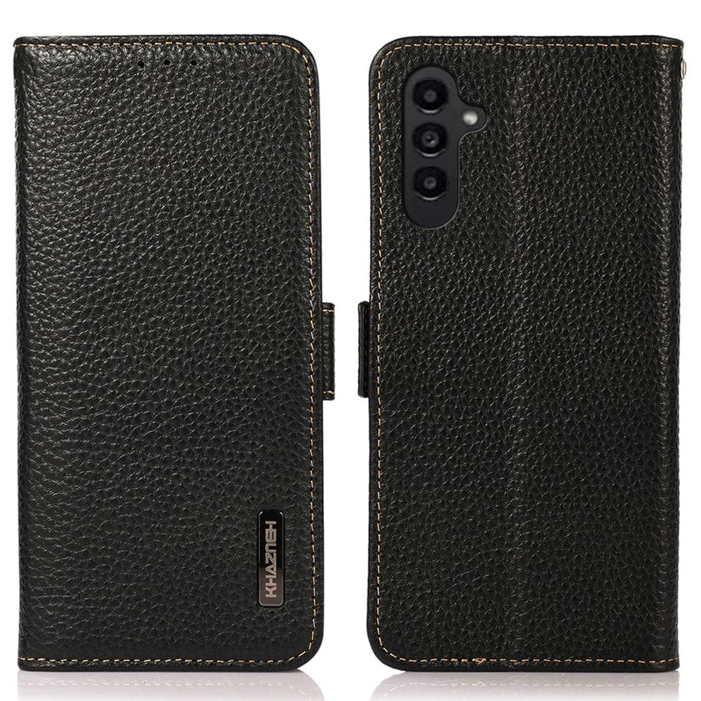 KHAZNEH Til Samsung Galaxy S24 FE Telefoncover RFID-blokerende ægte okselæder flipcover