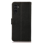 KHAZNEH Til Samsung Galaxy S24 FE Telefoncover RFID-blokerende ægte okselæder flipcover