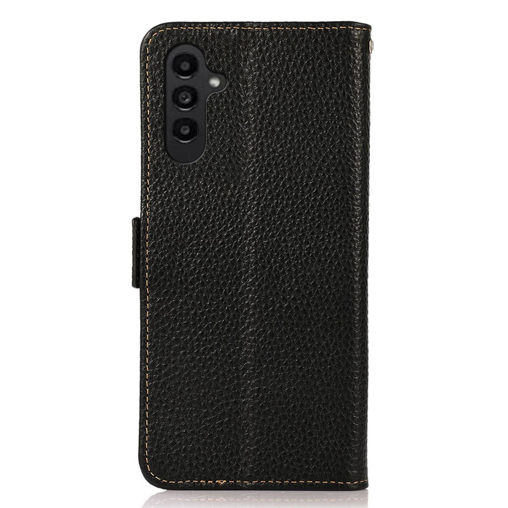 KHAZNEH Til Samsung Galaxy S24 FE Telefoncover RFID-blokerende ægte okselæder flipcover