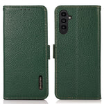 KHAZNEH Til Samsung Galaxy S24 FE Telefoncover RFID-blokerende ægte okselæder flipcover