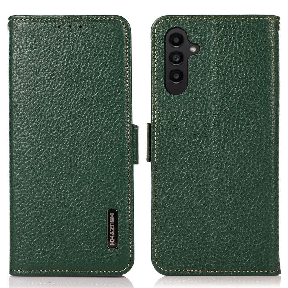 KHAZNEH Til Samsung Galaxy S24 FE Telefoncover RFID-blokerende ægte okselæder flipcover