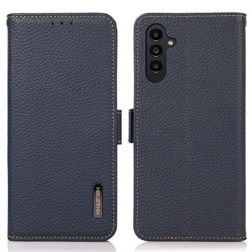 KHAZNEH Til Samsung Galaxy S24 FE Telefoncover RFID-blokerende ægte okselæder flipcover