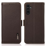 KHAZNEH Til Samsung Galaxy S24 FE Telefoncover RFID-blokerende ægte okselæder flipcover