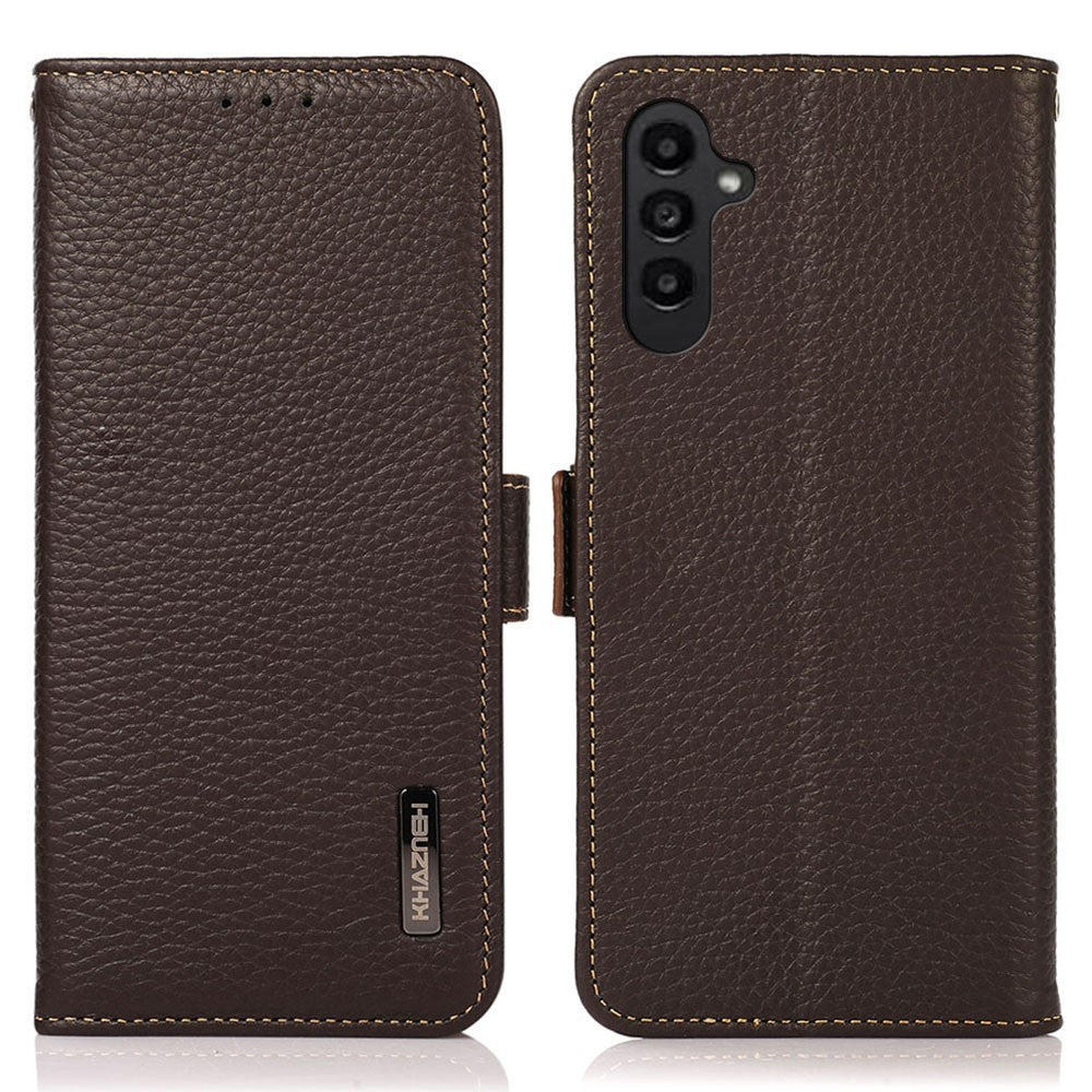 KHAZNEH Til Samsung Galaxy S24 FE Telefoncover RFID-blokerende ægte okselæder flipcover