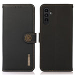 KHAZNEH For Samsung Galaxy S24 FE Case RFID Blocking Genuine Cow Leather RFID Blocking Wallet Phone Cover