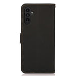 KHAZNEH For Samsung Galaxy S24 FE Case RFID Blocking Genuine Cow Leather RFID Blocking Wallet Phone Cover