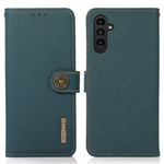 KHAZNEH For Samsung Galaxy S24 FE Case RFID Blocking Genuine Cow Leather RFID Blocking Wallet Phone Cover