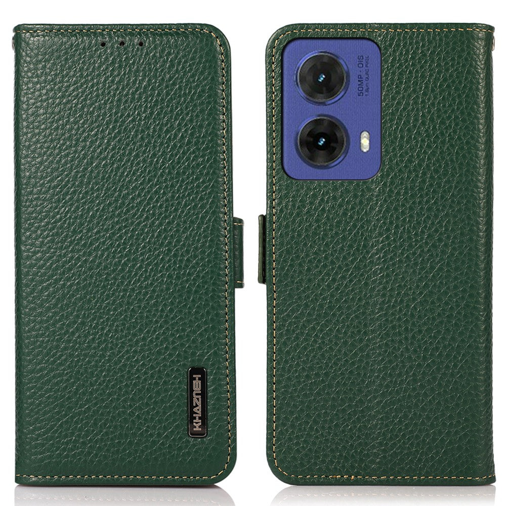 KHAZNEH Til Motorola Moto G85 5G / S50 Neo 5G Etui Ægte Koskind Telefoncover RFID-blokerende