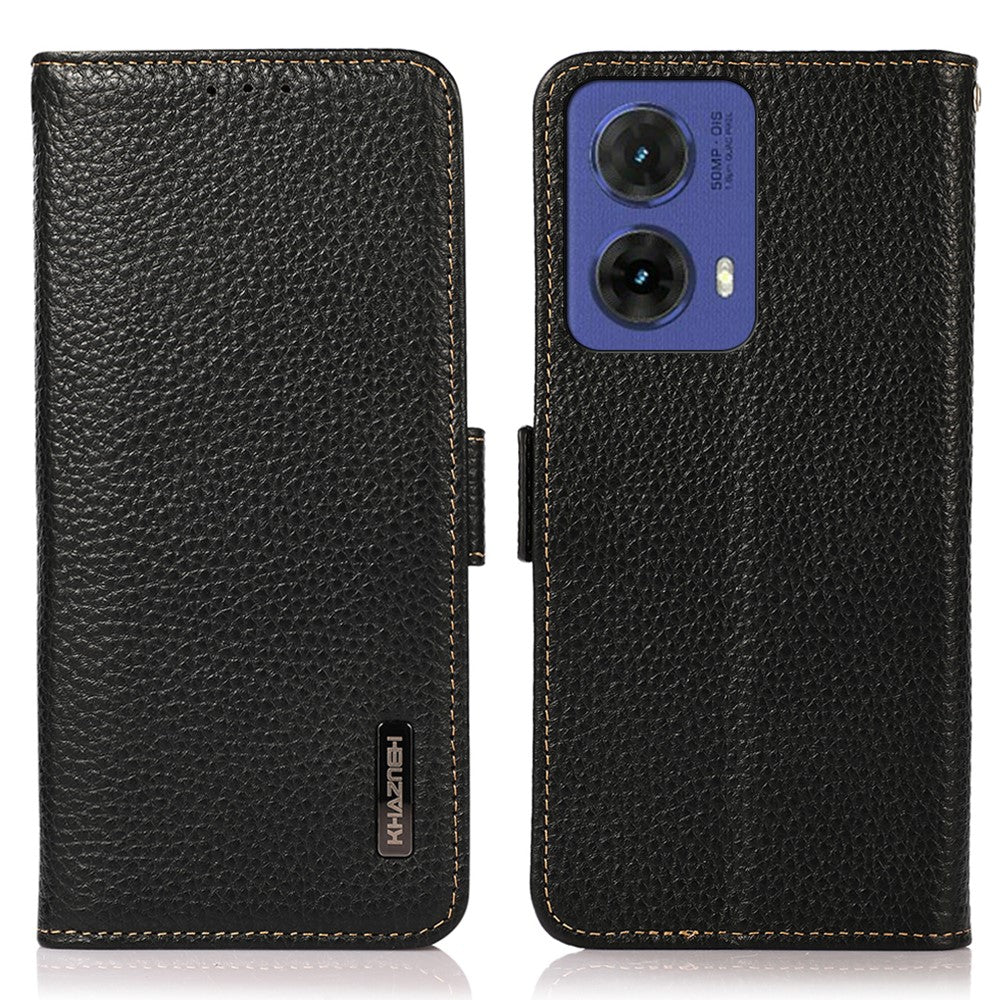 KHAZNEH Til Motorola Moto G85 5G / S50 Neo 5G Etui Ægte Koskind Telefoncover RFID-blokerende