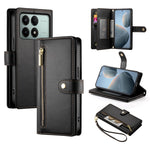 DF-011 For Xiaomi Poco X6 Pro 5G / Redmi K70E 5G Leather Case Zipper Wallet Multiple Card Slots