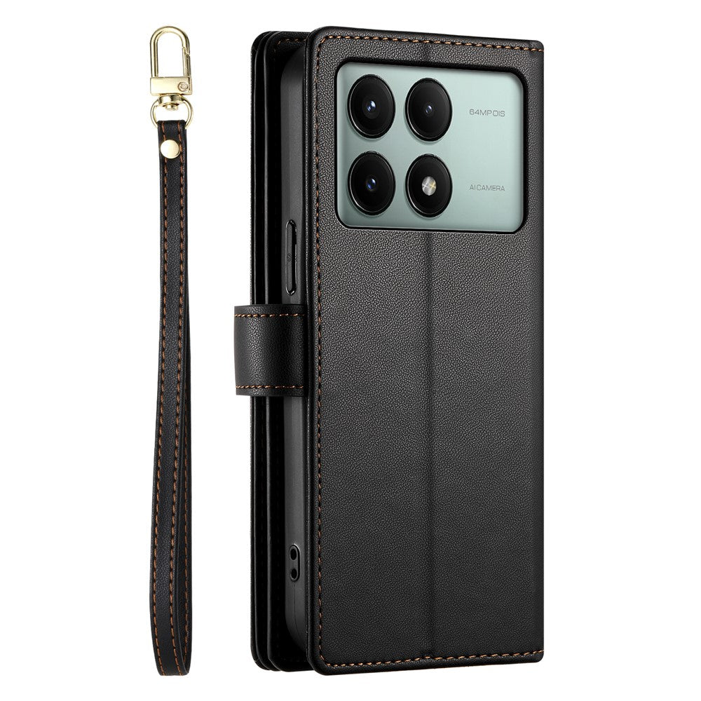 DF-011 For Xiaomi Poco X6 Pro 5G / Redmi K70E 5G Leather Case Zipper Wallet Multiple Card Slots