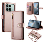 DF-011 For Xiaomi Poco X6 Pro 5G / Redmi K70E 5G Leather Case Zipper Wallet Multiple Card Slots