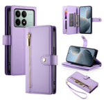 DF-011 For Xiaomi Poco X6 Pro 5G / Redmi K70E 5G Leather Case Zipper Wallet Multiple Card Slots