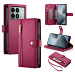 DF-011 For Xiaomi Poco X6 Pro 5G / Redmi K70E 5G Leather Case Zipper Wallet Multiple Card Slots