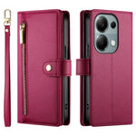 DF-011 For Xiaomi Poco M6 Pro 4G / Redmi Note 13 Pro 4G Wallet Case Zipper Leather Phone Cover