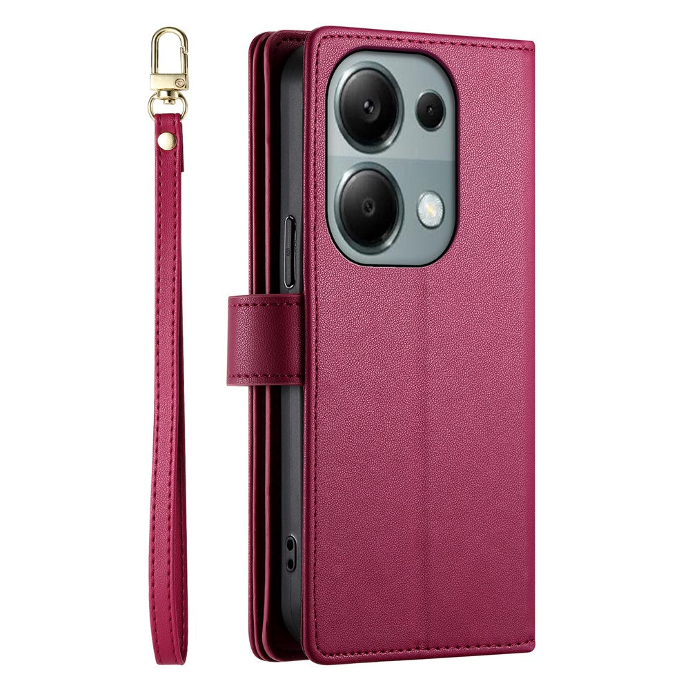 DF-011 For Xiaomi Poco M6 Pro 4G / Redmi Note 13 Pro 4G Wallet Case Zipper Leather Phone Cover