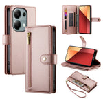 DF-011 For Xiaomi Poco M6 Pro 4G / Redmi Note 13 Pro 4G Wallet Case Zipper Leather Phone Cover