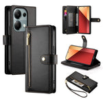 DF-011 For Xiaomi Poco M6 Pro 4G / Redmi Note 13 Pro 4G Wallet Case Zipper Leather Phone Cover