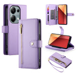 DF-011 For Xiaomi Poco M6 Pro 4G / Redmi Note 13 Pro 4G Wallet Case Zipper Leather Phone Cover