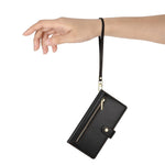 DF-011 For Xiaomi Redmi Note 13 4G Leather Case Zipper Phone Cover with Hand Strap / Shoulder Strap
