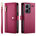 DF-011 For Xiaomi Redmi Note 13 Pro+ 5G Case Zipper Wallet Leather Phone Cover Stand View