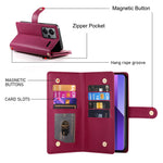 DF-011 For Xiaomi Redmi Note 13 Pro+ 5G Case Zipper Wallet Leather Phone Cover Stand View