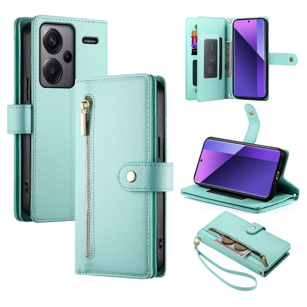 DF-011 For Xiaomi Redmi Note 13 Pro+ 5G Case Zipper Wallet Leather Phone Cover Stand View