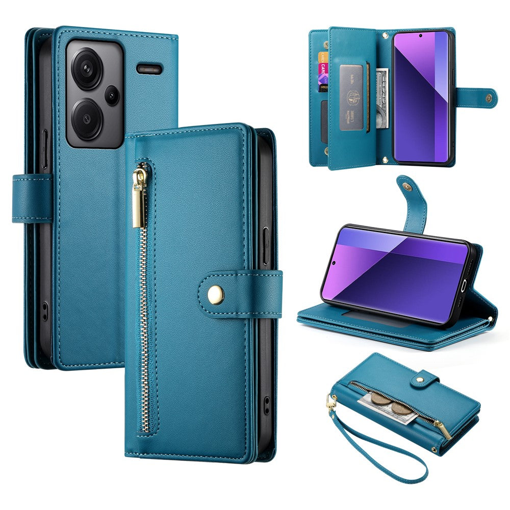 DF-011 For Xiaomi Redmi Note 13 Pro+ 5G Case Zipper Wallet Leather Phone Cover Stand View