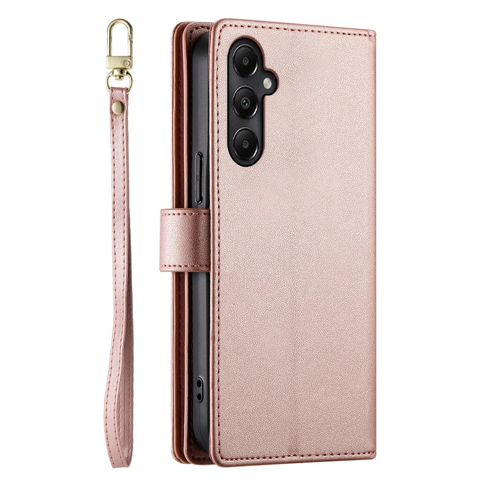 DF-011 Läderfodral för Samsung Galaxy A05s 4G, Plånbok med dragkedja, Axelremsväska för mobilmobil