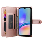 DF-011 Läderfodral för Samsung Galaxy A05s 4G, Plånbok med dragkedja, Axelremsväska för mobilmobil