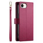 DF-011 For iPhone 17e / 16e Case Zipper Wallet PU Leather Crossbody Phone Bag
