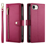 DF-011 For iPhone 17e / 16e Case Zipper Wallet PU Leather Crossbody Phone Bag