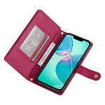 DF-011 For iPhone 17e / 16e Case Zipper Wallet PU Leather Crossbody Phone Bag