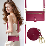 DF-011 For iPhone 17e / 16e Case Zipper Wallet PU Leather Crossbody Phone Bag