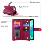 DF-011 For iPhone 17e / 16e Case Zipper Wallet PU Leather Crossbody Phone Bag